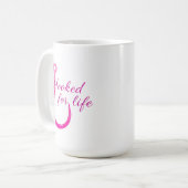 Hooked for Life Pink Fishing Hook Koffiemok (Voorkant links)