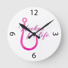 Hooked for Life Pink Fishing Hook Ronde Klok