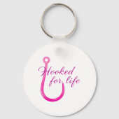 Hooked for Life Pink Fishing Hook Sleutelhanger (Voorkant)