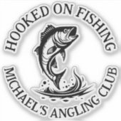 Hooked On Fishing Logo, Gepersonaliseerde Hengelcl Sticker (Voorkant)