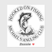 Hooked On Fishing Logo, Gepersonaliseerde Hengelcl Sticker (Vel)