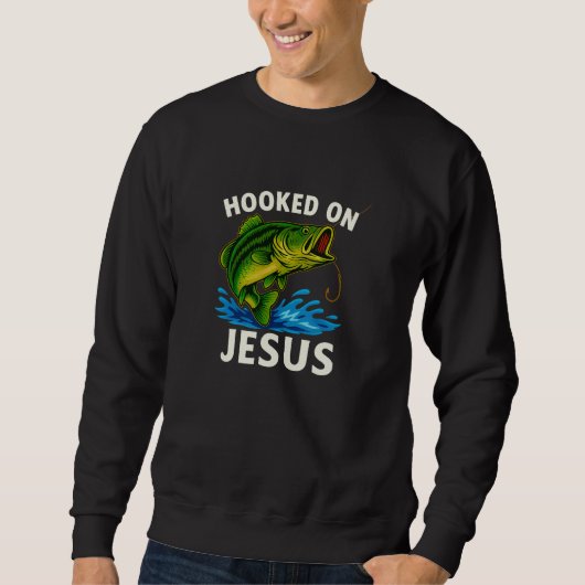 Hooked on Jesus - Christian Trui (Voorkant)