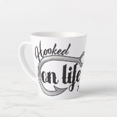 "Hooked On Life" hook illustration, personalize Latte Mok (Linkerhoek)