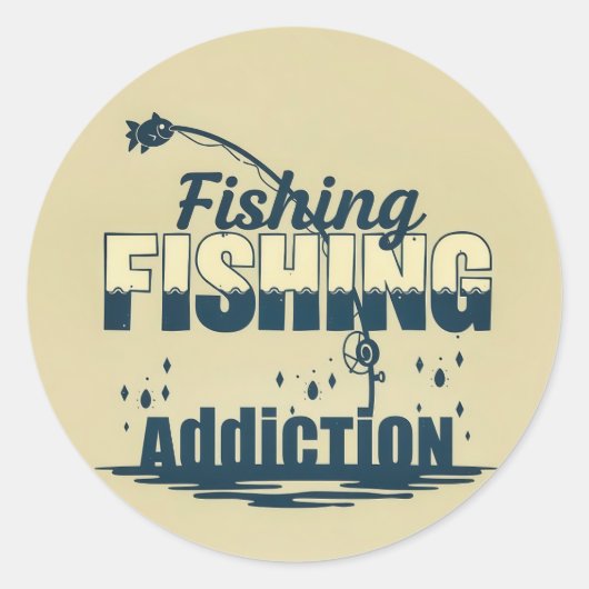 Hooked on the Passion: Fishing Addiction Design Ronde Sticker (Voorkant)