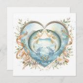 Hooked on you fishing lovers Wedding  Watercolor Kaart (Voorkant / Achterkant)