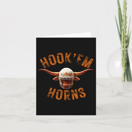 Hook'em Horns American Football + Stierhoofd Met H Kaart (Voorkant)