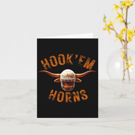 Hook'em Horns American Football + Stierhoofd Met H Kaart (Gele Bloem)