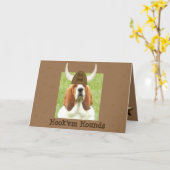 Hook'em Hounds Vaderdag Kaart met Basset (Gele Bloem)