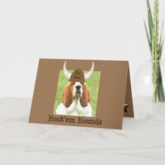 Hook'em Hounds Vaderdag Kaart met Basset (Voorkant)