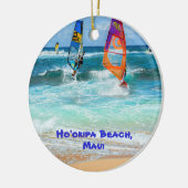 Ho'okipa Beach en Maui Surfboards Keramisch Ornament (Links)