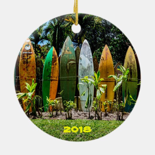Ho'okipa Beach en Maui Surfboards Keramisch Ornament (Achterkant)