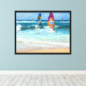 Ho'okipa Beach windsurfers Canvas Afdruk (Insitu (Houten vloer))