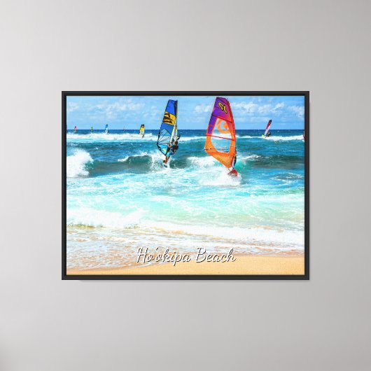 Ho'okipa Beach windsurfers Canvas Afdruk (Voorkant)