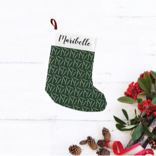 Hooks haakjes Afdrukken Aangepaste naam/Groen gekl Kleine Kerstsok