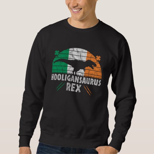 Hooligan Dinosaur   St Patricks Day Irish Flag Trui (Voorkant)