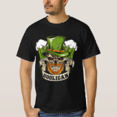 Hooligan Skull Beer Irish Saint Paddys Patty_s Day T-shirt (Voorkant)