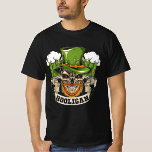Hooligan Skull Beer Irish Saint Paddys Patty_s Day T-shirt