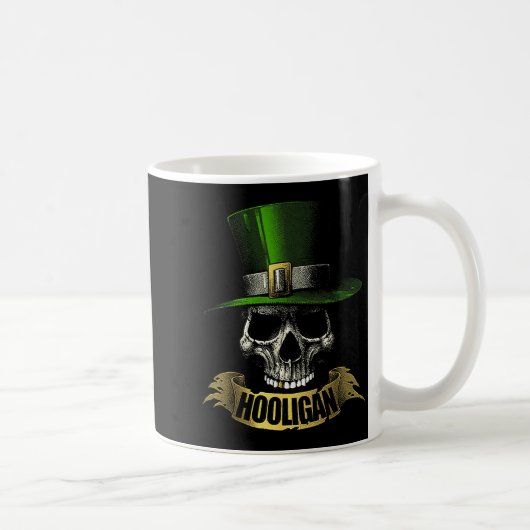 Hooligan Skull Funny Iri-shirt  Koffiemok (Rechts)