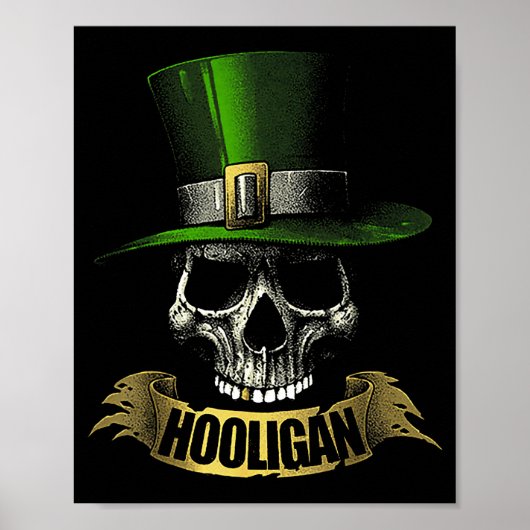 Hooligan Skull Funny Iri-shirt Poster (Voorkant)