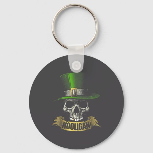 Hooligan Skull Funny Iri-shirt  Sleutelhanger (Voorkant)
