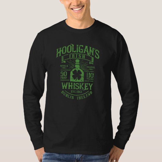 Hooligans World Famous Irish Whiskey Dublin Irelan T-shirt (Voorkant)