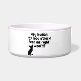 Hooman. Het eten van de klok. Funny dog bowl Voerbakje