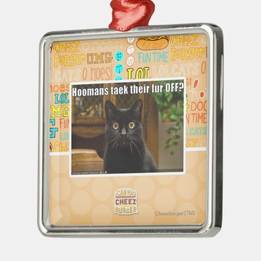 Hoomans maken daar bont af? metalen ornament (Links)