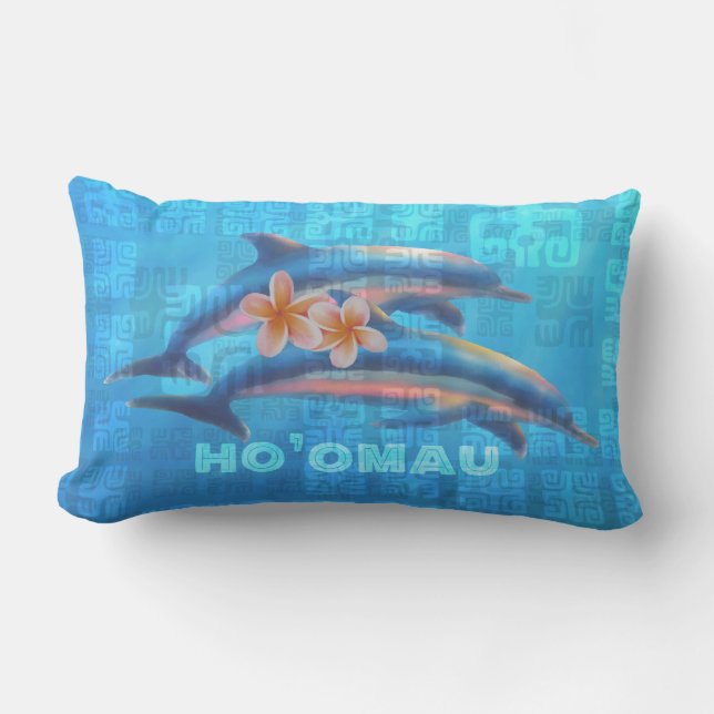 HO'OMAU Hawaiian Dolphins Primitive Collage Buitenkussen (Voorkant)