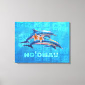 HO'OMAU Hawaiian Dolphins Primitive Collage Canvas Afdruk (Voorkant)