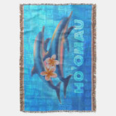 HO'OMAU Hawaiian Dolphins Primitive Collage Deken (Voorkant Verticaal)