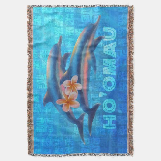 HO'OMAU Hawaiian Dolphins Primitive Collage Deken (Voorkant Verticaal)