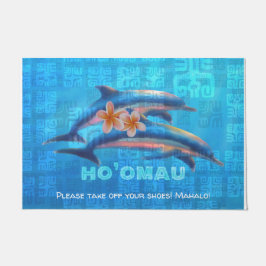 HO'OMAU Hawaiian Dolphins Primitive Collage Deurmat