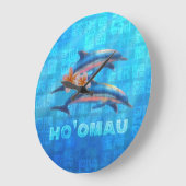 HO'OMAU Hawaiian Dolphins Primitive Collage Grote Klok (Hoek)