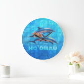 HO'OMAU Hawaiian Dolphins Primitive Collage Grote Klok (Huis)