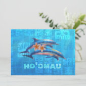 HO'OMAU Hawaiian Dolphins Primitive Collage Kaart (Staand voorkant)