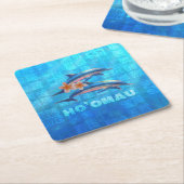 HO'OMAU Hawaiian Dolphins Primitive Collage Kartonnen Onderzetters (Schuin)