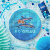HO'OMAU Hawaiian Dolphins Primitive Collage Papieren Bordje (Feest)
