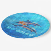 HO'OMAU Hawaiian Dolphins Primitive Collage Papieren Bordje (Gekanteld)