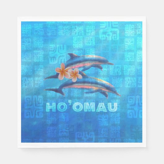 HO'OMAU Hawaiian Dolphins Primitive Collage Servet (Voorkant)
