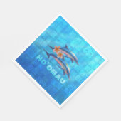 HO'OMAU Hawaiian Dolphins Primitive Collage Servet (Hoek)