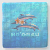 HO'OMAU Hawaiian Dolphins Primitive Collage Stenen Onderzetter (Voorkant)