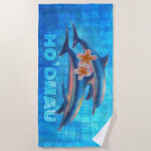 HO'OMAU Hawaiian Dolphins Primitive Collage Strandlaken (Voorkant)