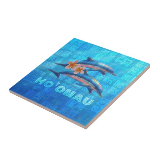 HO'OMAU Hawaiian Dolphins Primitive Collage Tegeltje (Zijkant)