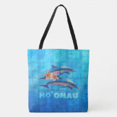 HO'OMAU Hawaiian Dolphins Primitive Collage Tote Bag (Voorkant)