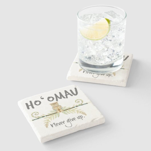 Ho'Omau Tiki Stenen Onderzetter (Zijkant)