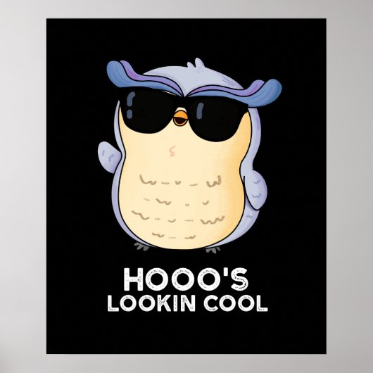 Hooo's Lookin Cool Funny Owl Pun Dark BG Poster (Voorkant)