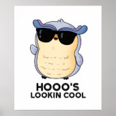 Hooo's Lookin Cool Funny Owl Pun Poster (Voorkant)