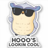 Hooo's Lookin Cool Funny Owl Pun Sticker (Voorkant)