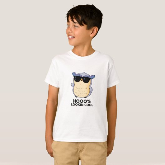 Hooo's Lookin Cool Funny Owl Pun T-shirt (Voorkant volledig)