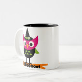 Hooot Owl Halloween T-shirts en Gifts Tweekleurige Koffiemok (Voorkant links)